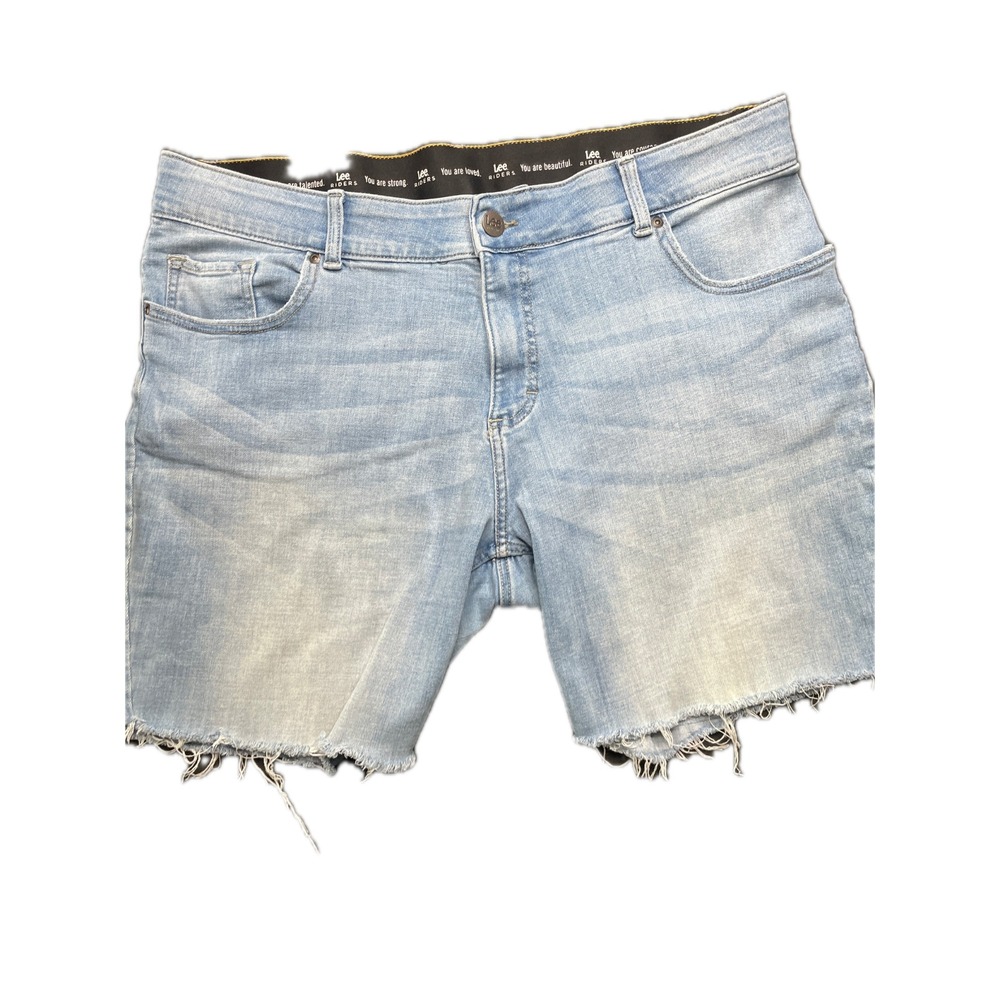 Lee Riders Bermuda Shorts Womens 20W Plus Size Light Wash Stretch Denim Casual - Picture 2 of 12